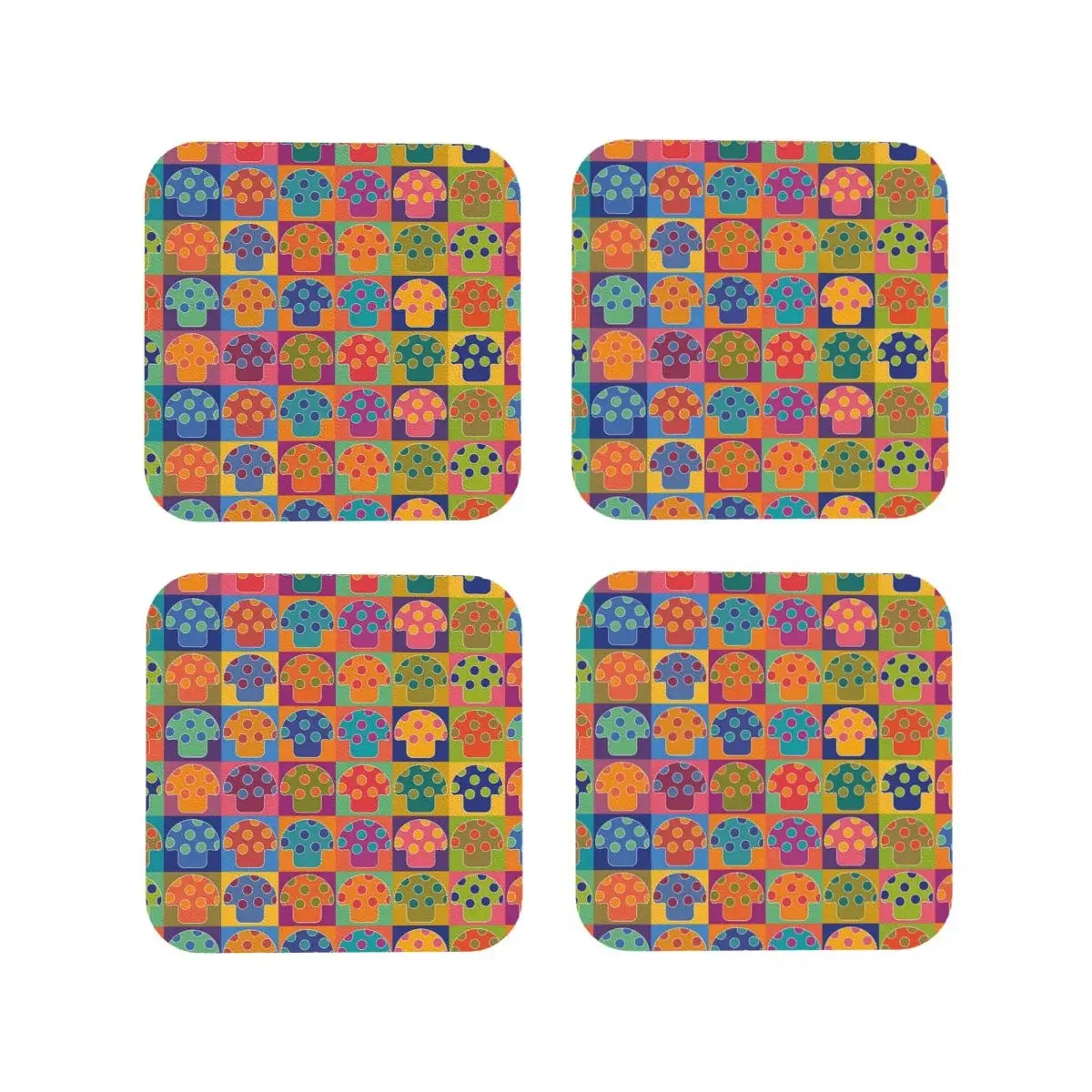 Magic Mushrooms Or Muffin Madness Coasters Coffee Mats Leather Placemats Cup Tableware Decoration & Accessories Pads for Home