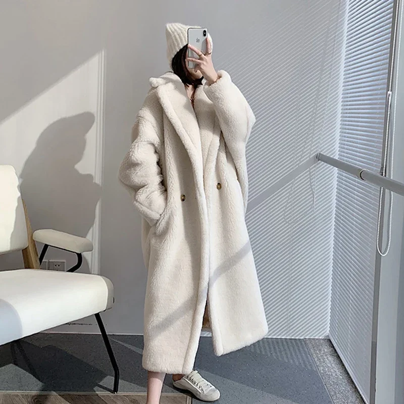 New Model 2024 Womens Winter Faux Fur Coat Long  Loose  Warm Ladies Fashion Noble Jacket  Female Plush  Plus Size Cozy Outwear