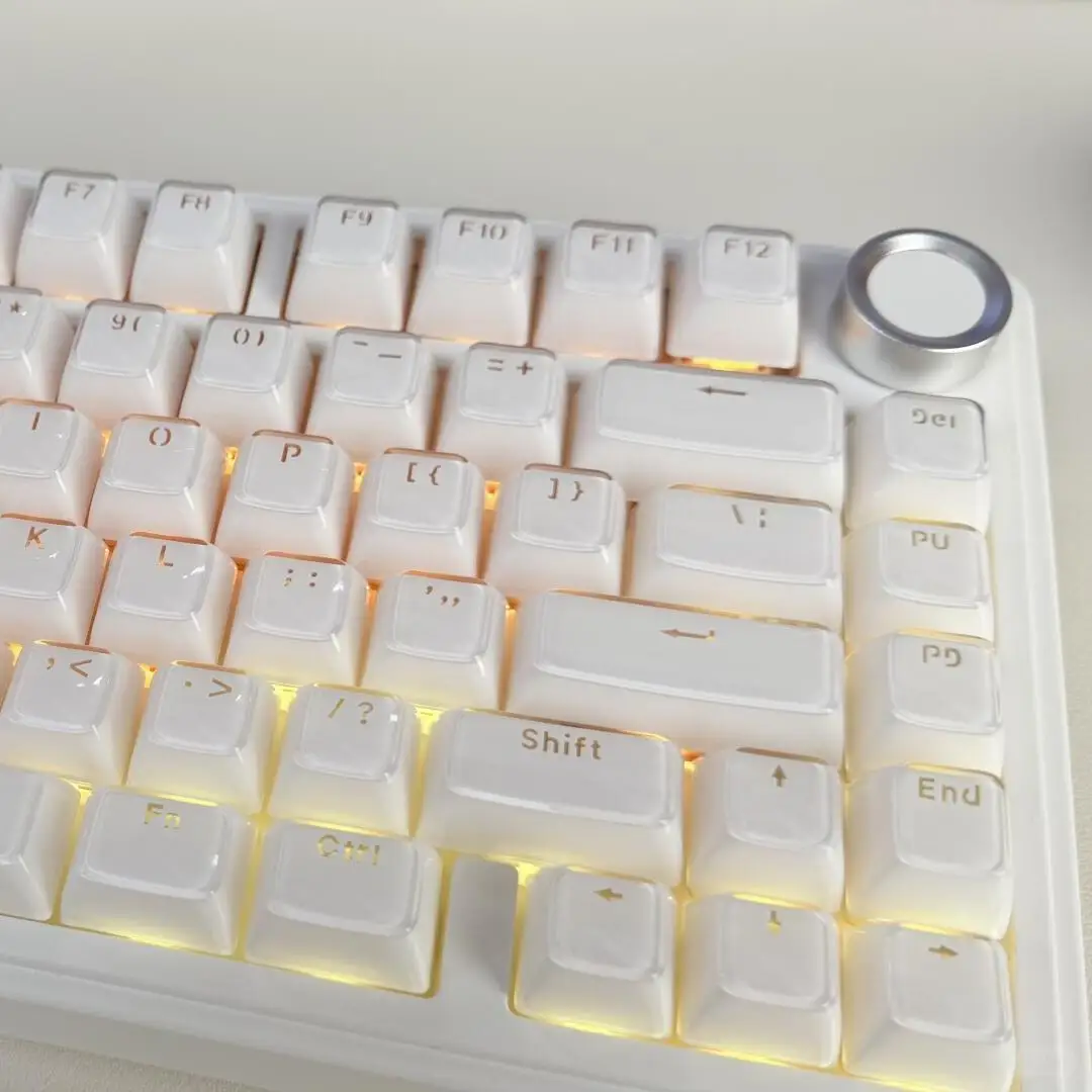 

136 Keys Jello Crystal PC Keycaps White Translucent Clear Shine Through ABS Keycaps ASA Profile for MX Switches Gaming Keyboard