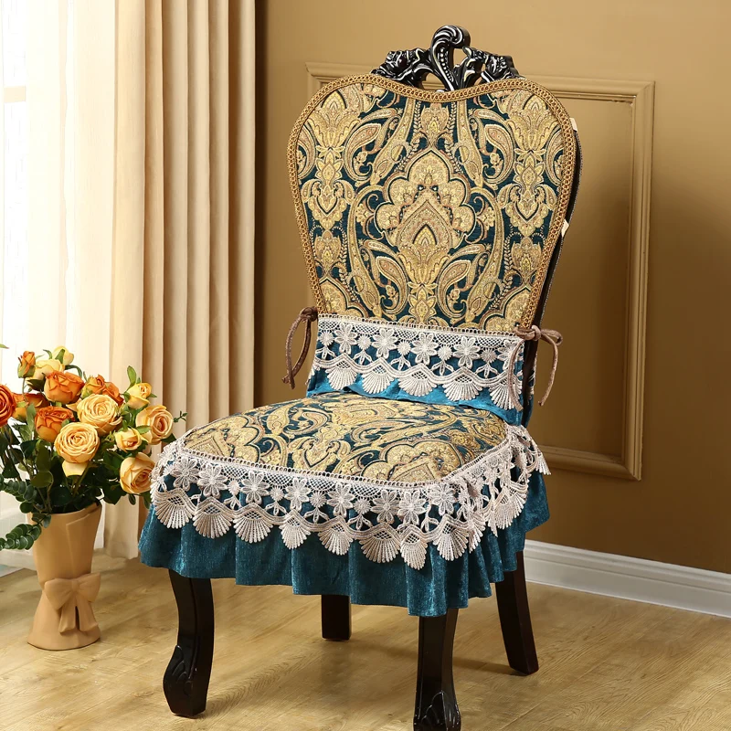 

Luxury Retro Jacquard Dining Chair Covers Home Decor European Chair Cushion and Chair Back Hotel Banquet Non-slip Chair Cover