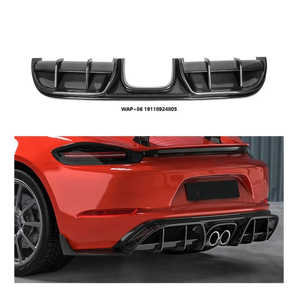 Dry Prepreg Carbon Fiber Bodykit  Back Bumper Spoiler Rear Bumper Lip Diffuser for-Porsche 718 Cayman Boxster 982 2016-2024
