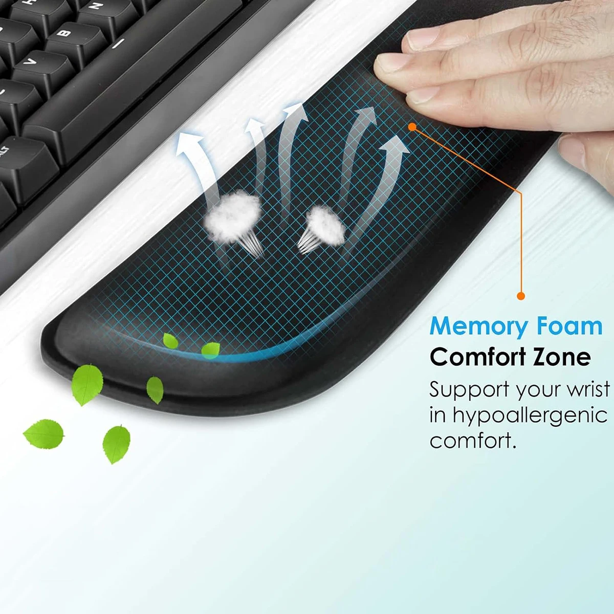 2 Piece Set Keyboard And Mouse Pad Wrist Rest, Silky Gel Memory Foam Wrist Rest for Computer Keyboard, Mouse, Ergonomic Design