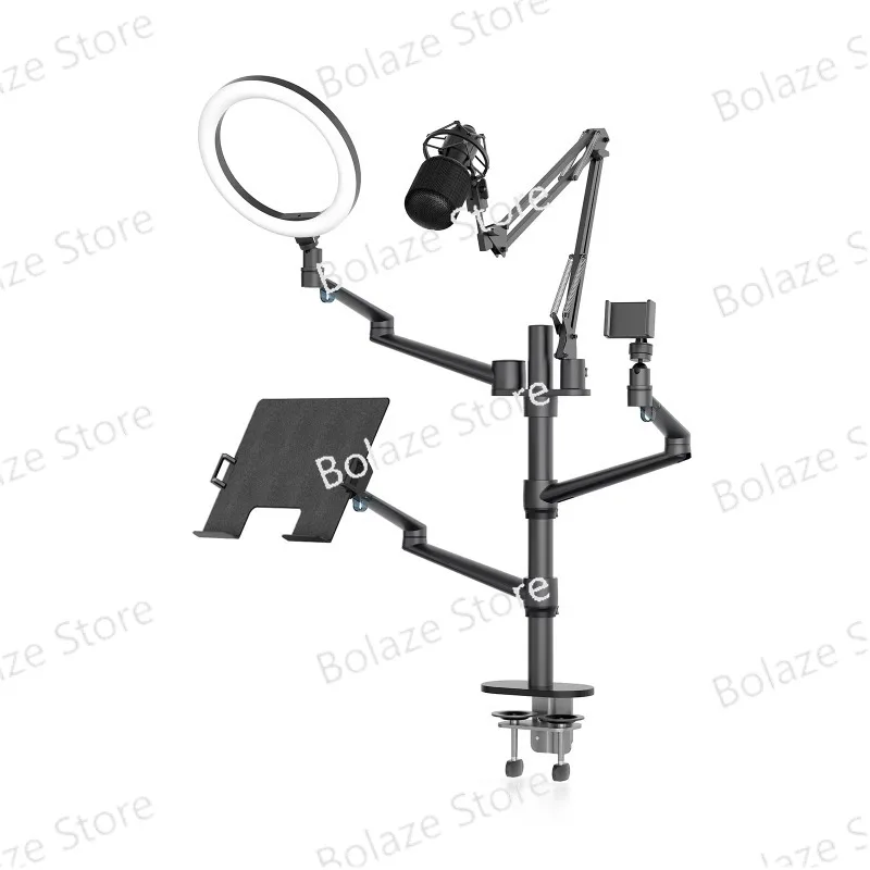 Laptop Smart Phone Tablet Mic Desk Holder Stand For Studio Meeting Tiktok Live Streaming Equipment With Led Selfie Ring Light