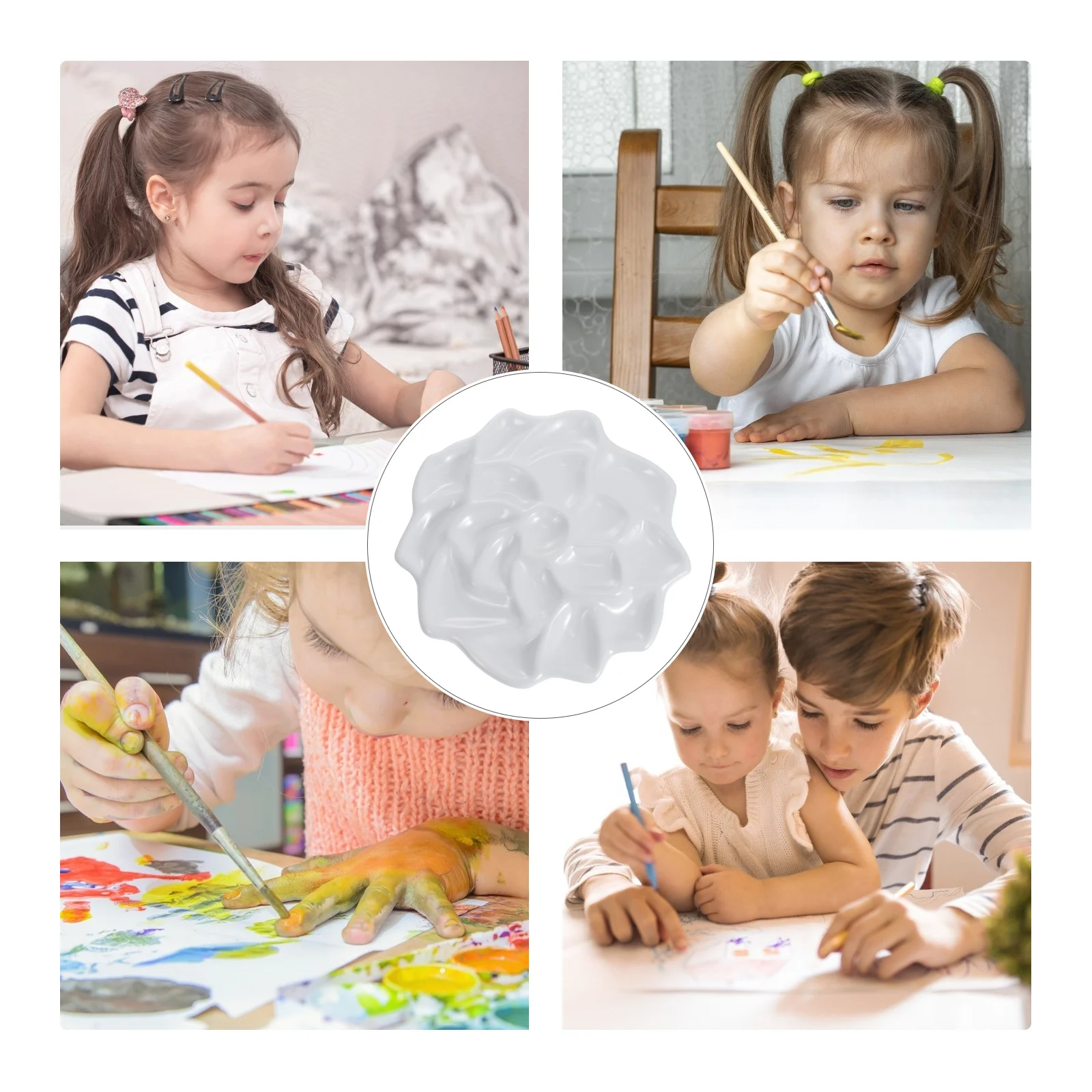 

1pc Paint Tray Multi Holes Design Lightweight Portable For Watercolor Oil Gouache Pigment Mixing Student Stationery Art