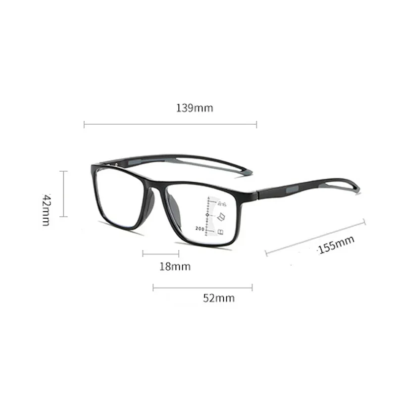 Ultralight TR90 Frame Blue Light Blocking Multifocal Reading Glasses Vintage Outdoor Sport Men Women Near Far Presbyopia Eyewear