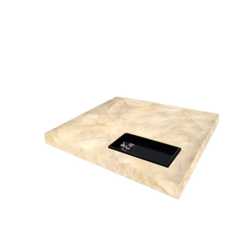 Luminous luxury stone coffee table easy to assemble durable high-end natural marble metal entry Daping Plaza home