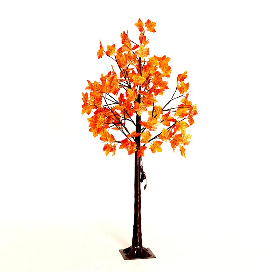 Lighted Maple Leaf Tree 1.8M 2.1M Prelit สีส้มประดิษฐ์ฤดูใบไม้ร่วงต้นไม้สําหรับสวนกลางแจ้งงานแต่งงานวันขอบคุณพระเจ้า Decor