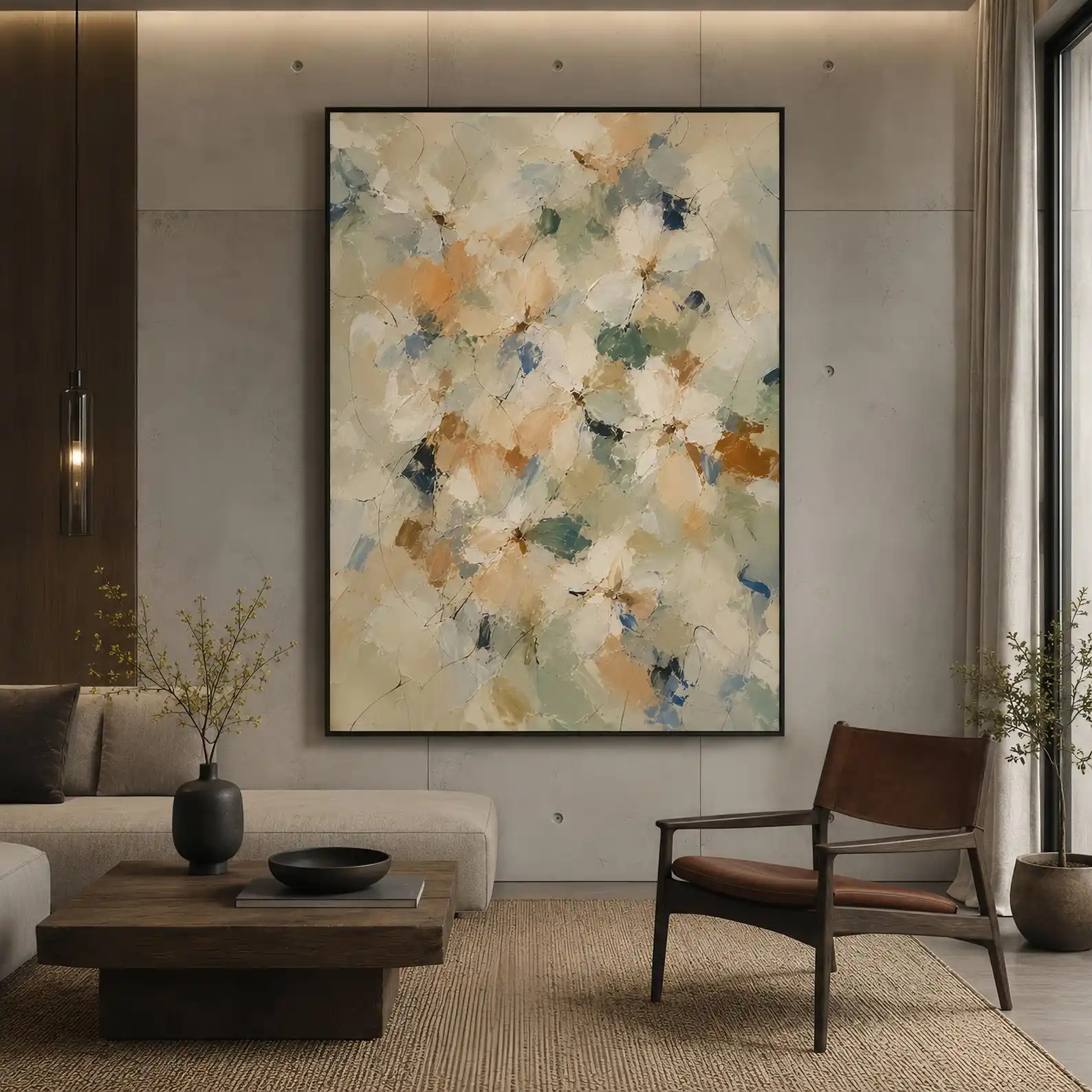 pintura-al-Oleo-floral-abstracta-original-de-mhemyo-pintada-a-mano-arte-mural-vertical-grande-beige-suave-y-verde-salvia-decoracion-para-el-hogar