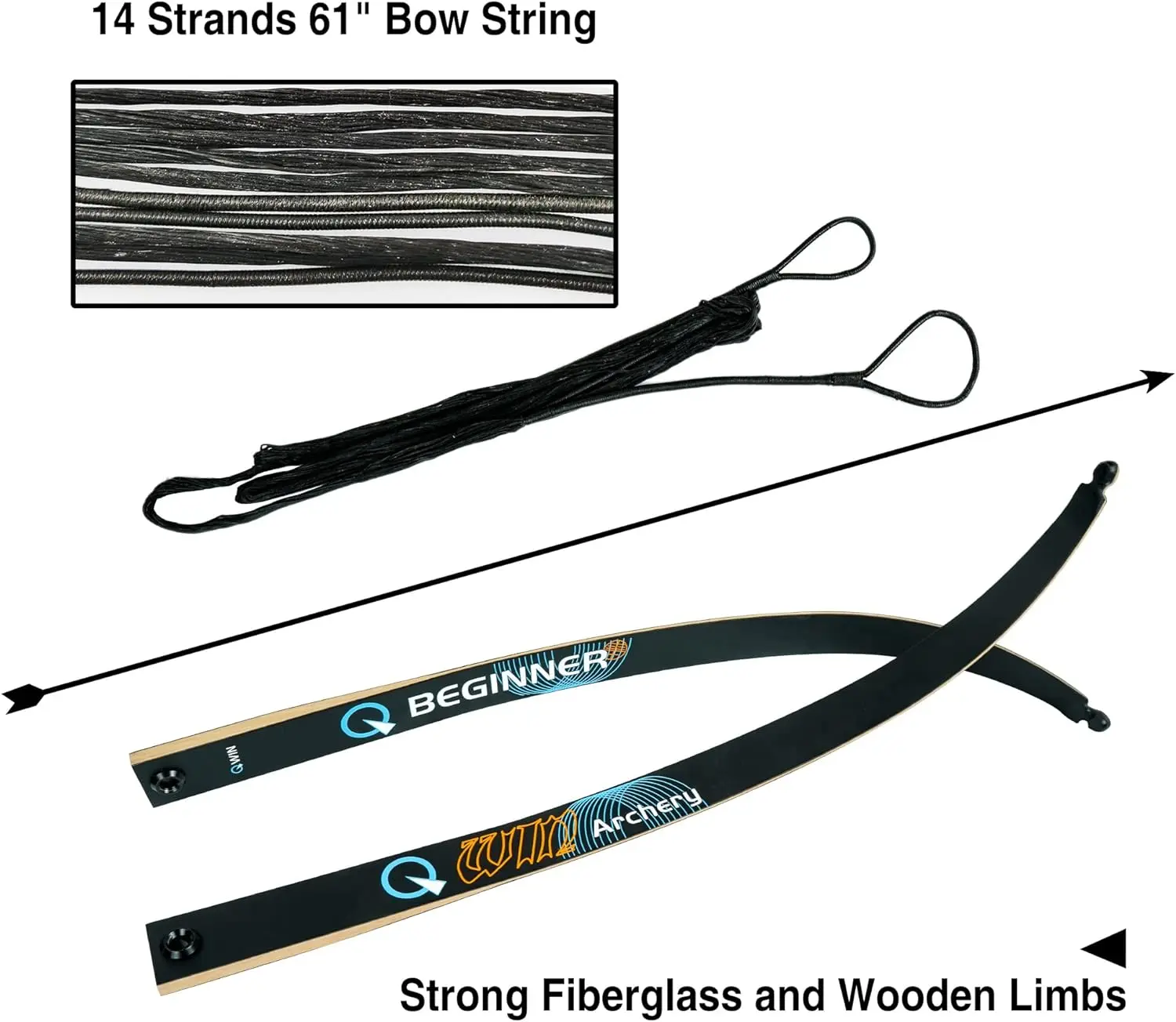 Onebows Black Hunter Takedown Recurve Bow Set GLURAK Wooden Bow 64\