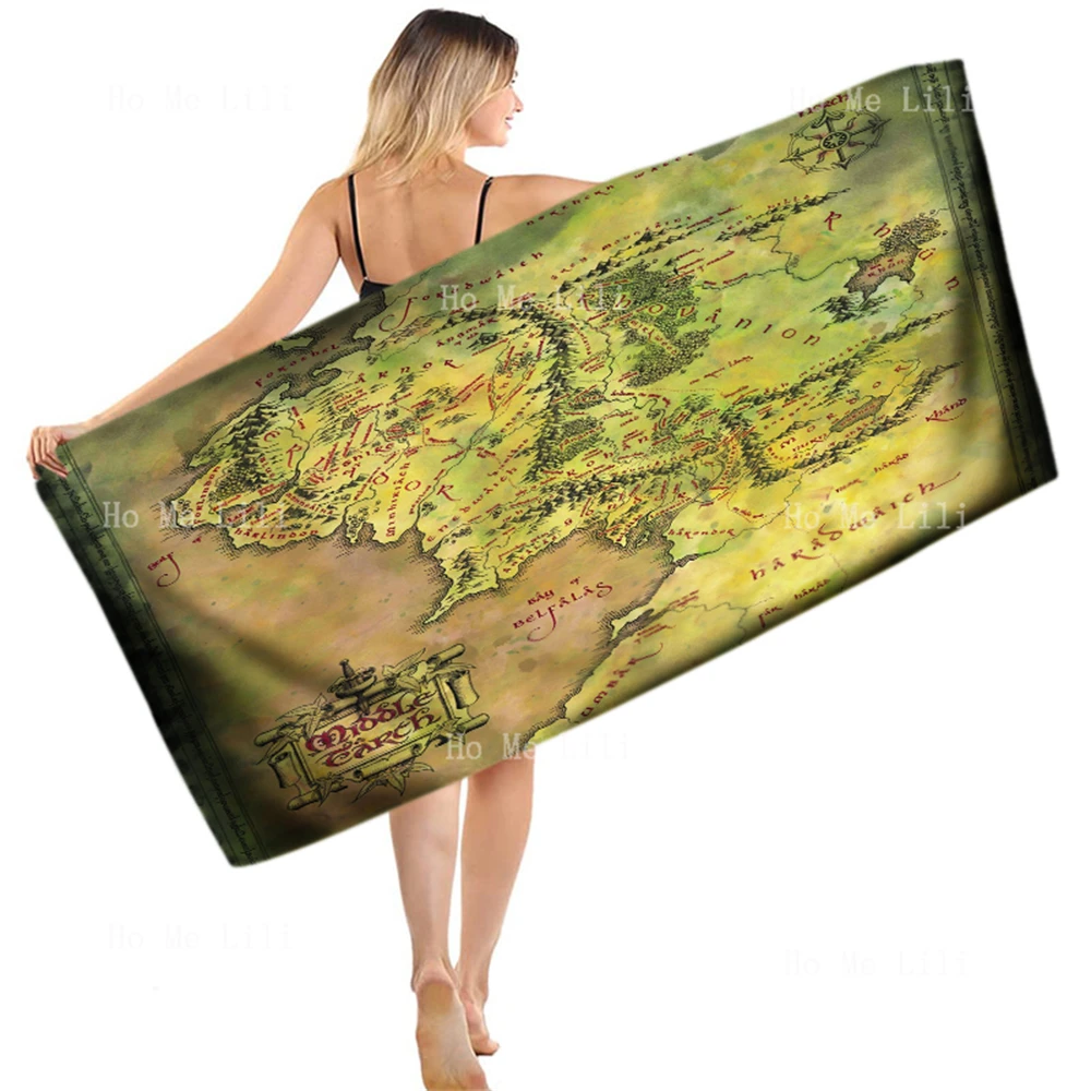 A Treasure Map Of The Fictional World Of Middle-Earth Quick Drying Towel It Can Be Used In Places Like Yoga Fitness