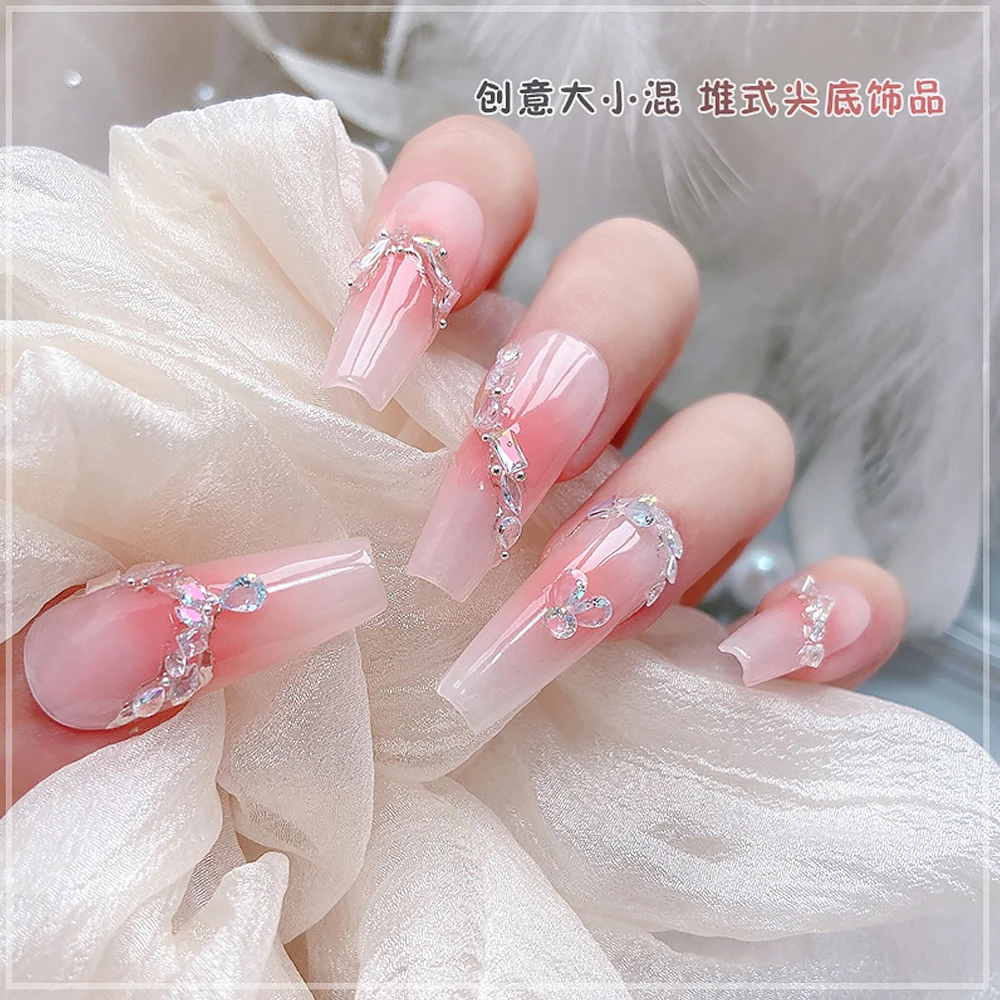 100 Uds 5A Mini Sparkle Aurora blanco hielo transparente circón accesorios para uñas Cognac mezcla formas gota de agua diamantes dijes para uñas