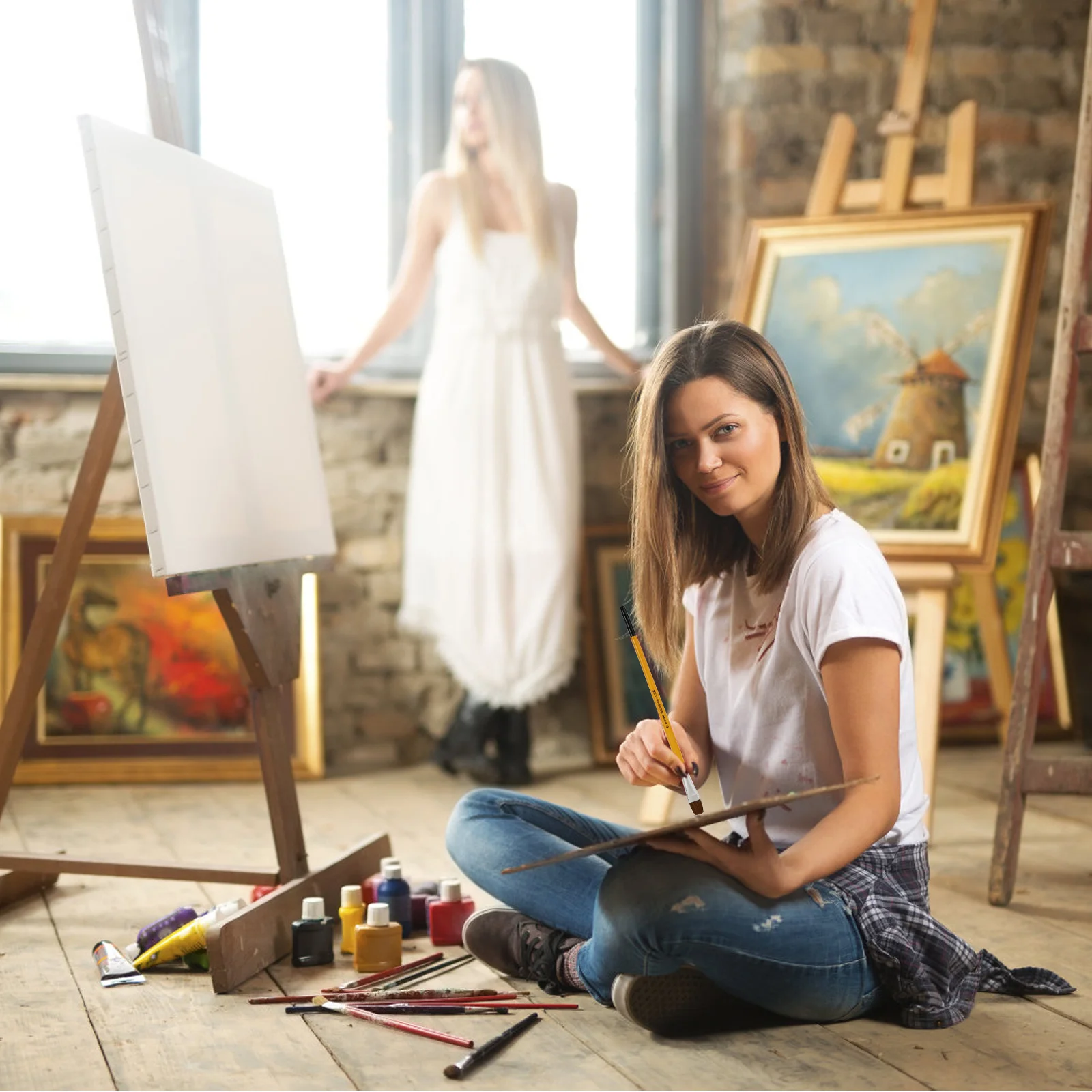 

6Pcs Professional Oil Painting Brushes Set Multi-Function Art Tools for School Church Market Parade Activities