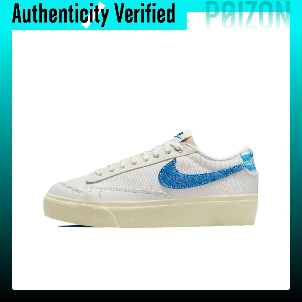 Nike Blazer Skateboard Shoes Women's Low Top Sail White/Lemon Candy Yellow/Black/Game Royal Blue DO2371-133