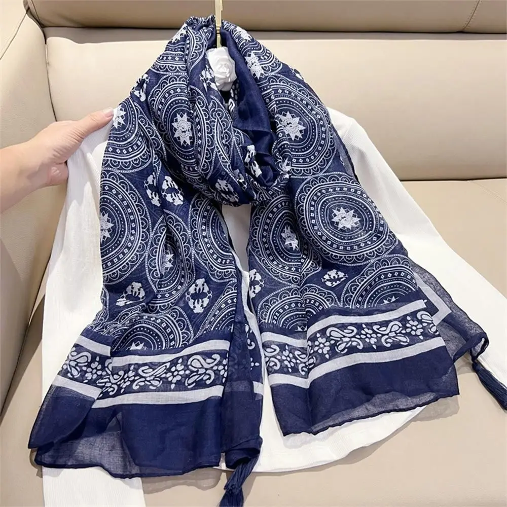 Fashion Cashew Print Women Tassel Scarf Vintage National Style Long Soft Shawls 180*90cm Thin Bufandas Winter Warm