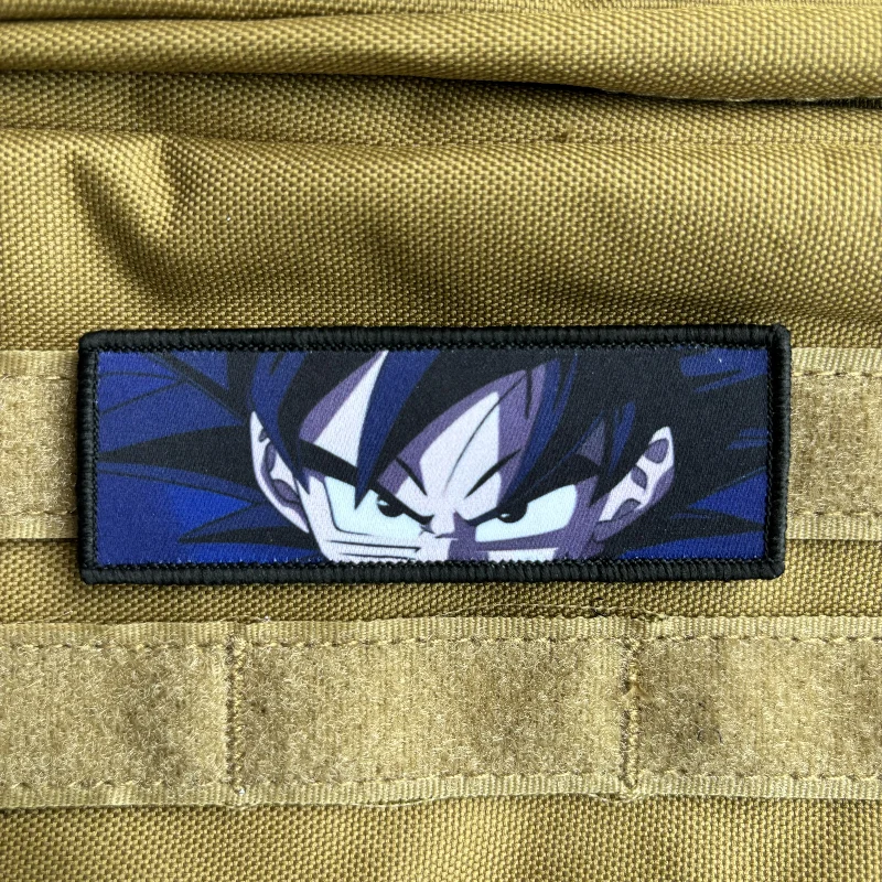 Anime Character Goku Eyes Morale Badge Quadratic Element Patch Hook and Loop Printing Cartoon Tactical Military Backpack Sticker