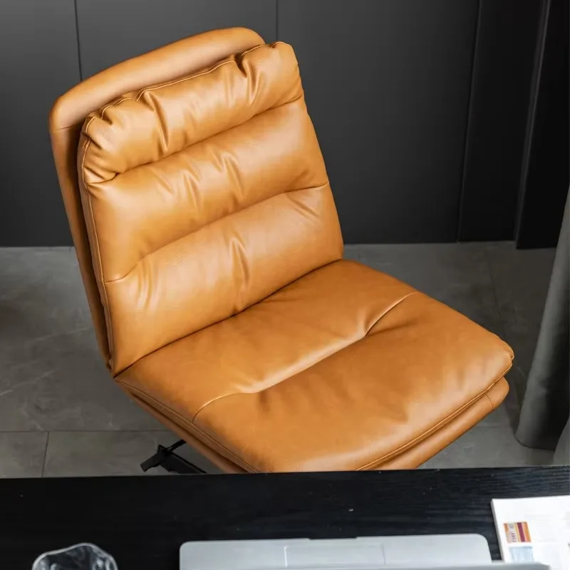 

Modern Small Yellow Office Chair Tan Soft No Arm Comfortable Gaming Office Chair Ergonomic Relaxing Silla De Oficina Furniture