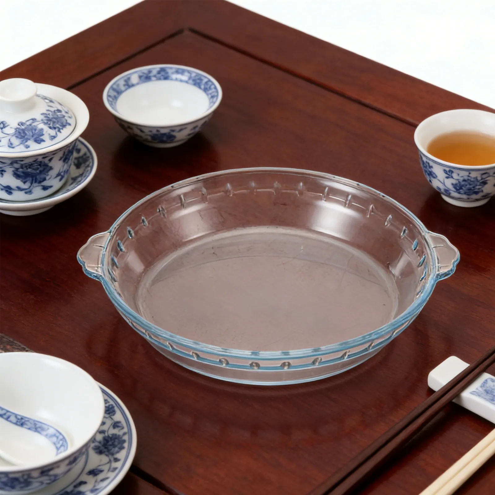 10 Inch Round Glass Pie Dish Deep Oven Safe Microwave Compatible Baking Tray for Pies Tarts Flan Desserts Easy Clean Transparent