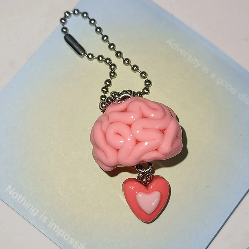 Creative Simulation Brain Love Keychain Bag Decoration Punk Halloween Keychain For Women Men Keyring Gothic Holiday Gifts