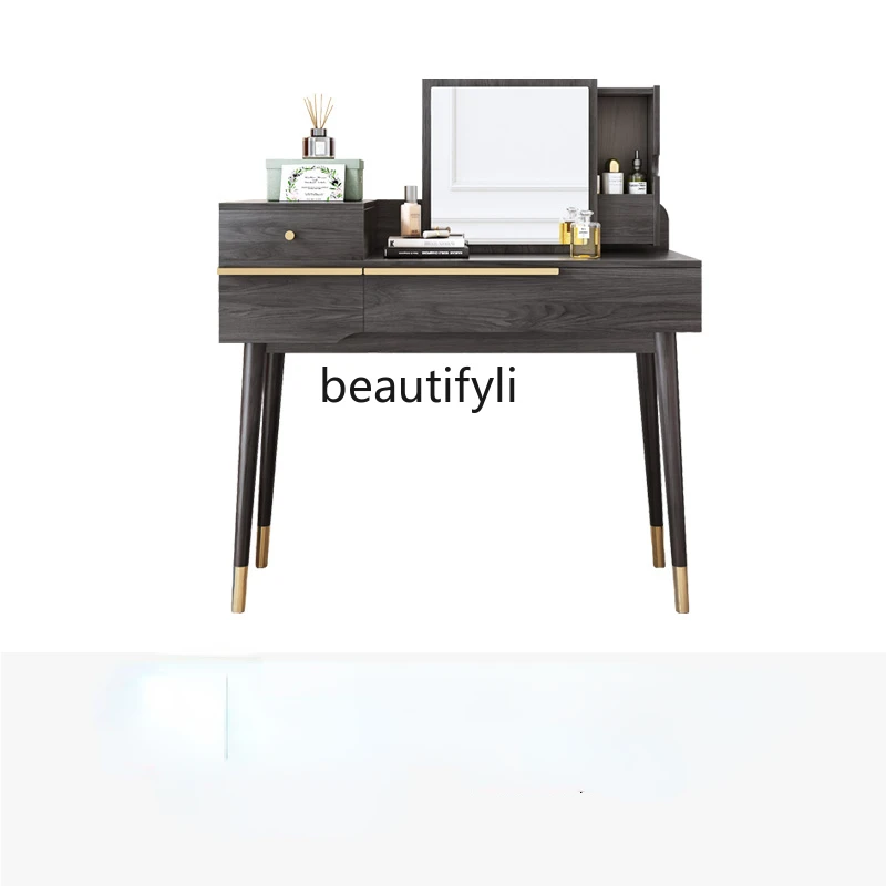 

zq Bedroom Dressing Table Modern Simple Dressing Table Light Luxury Dresser Storage Cabinet Integrated Small