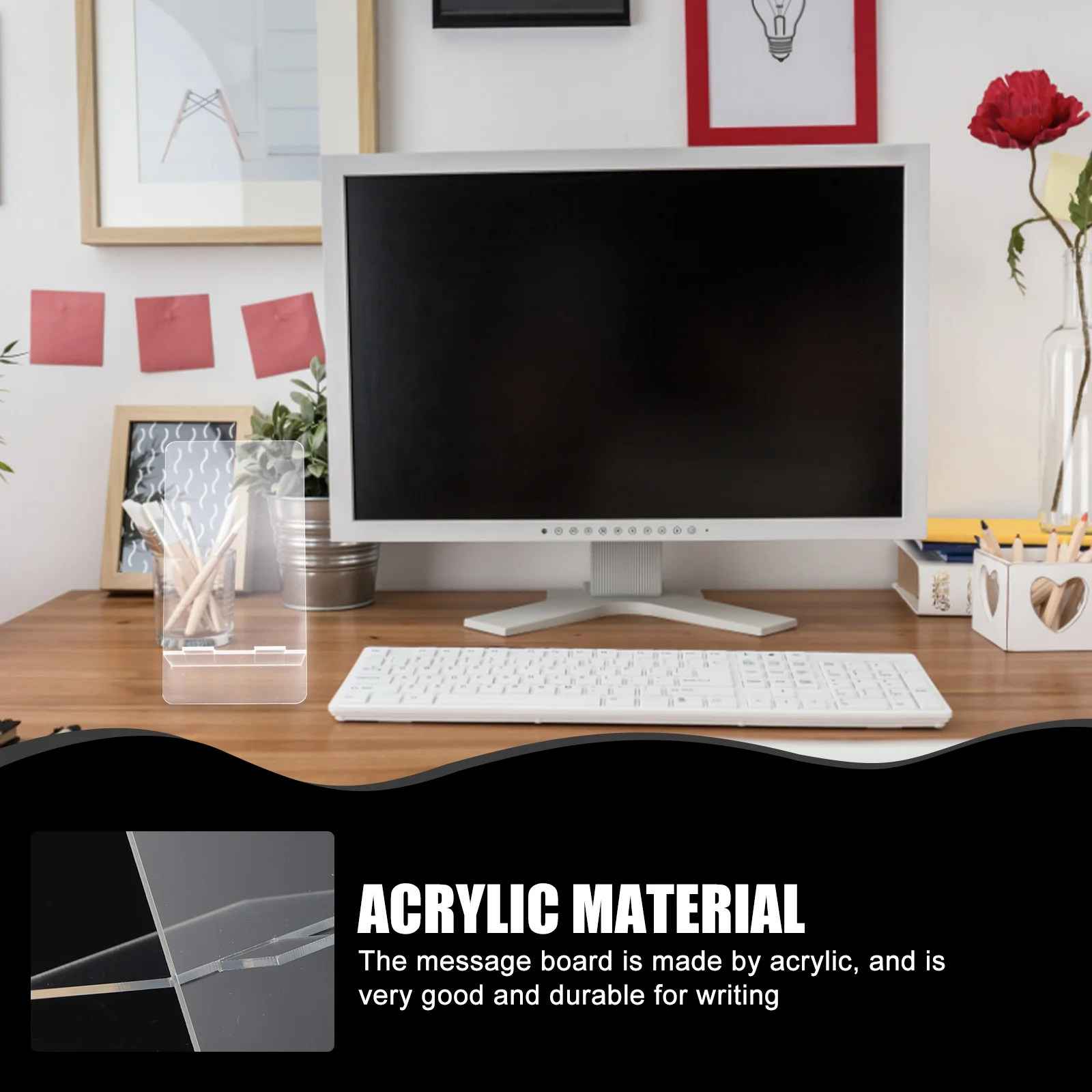 4 Pcs Computer Writing Board Office Tabletop Whiteboard Cellphone Stand Message Desktop Bulletin Acrylic Memo Boards