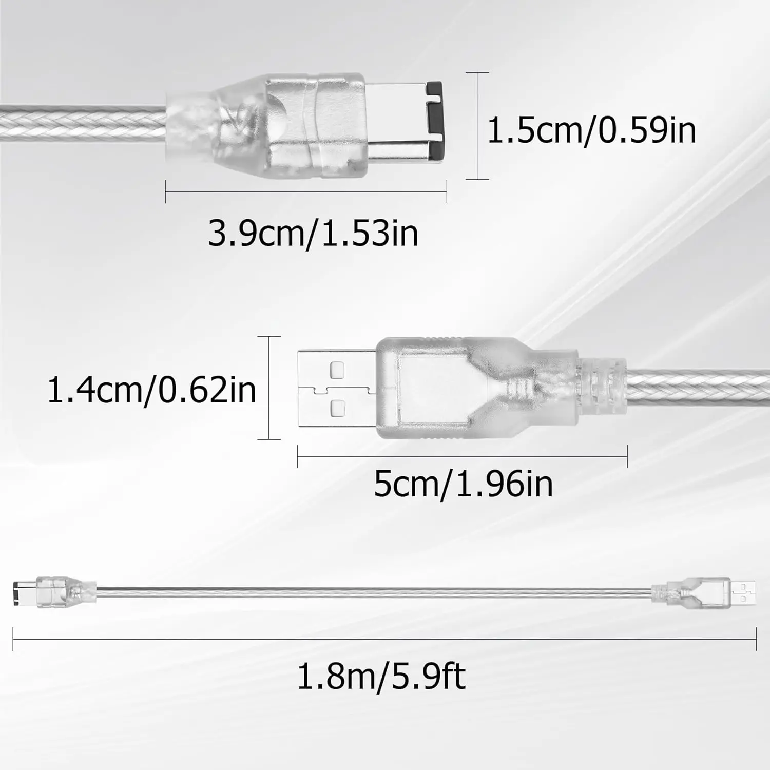 Firewire إلى كابل محول USB Firewire IEEE 1394 6 Pin ذكر إلى USB 2.0 كابل محول ذكر للطابعة الماسح الضوئي Digita