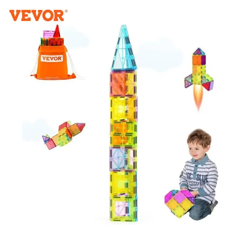 VEVOR 32PCS Light Magnetic Tiles Building Blocks Set Magnet Educational STEM Sensory Stacking Toys for Toddlers Boys Girls Gifts