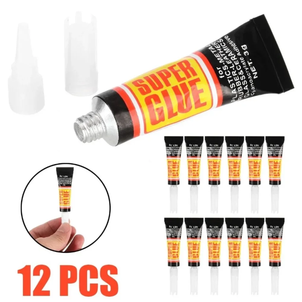 3/12 Pcs Super Colla Tubo Liquido 502 Colla Rapida Riparazione di Plastica Metallo Vetro Colla per unghie Riparazione di Scarpe Supercolla Forte Adesivo Uv