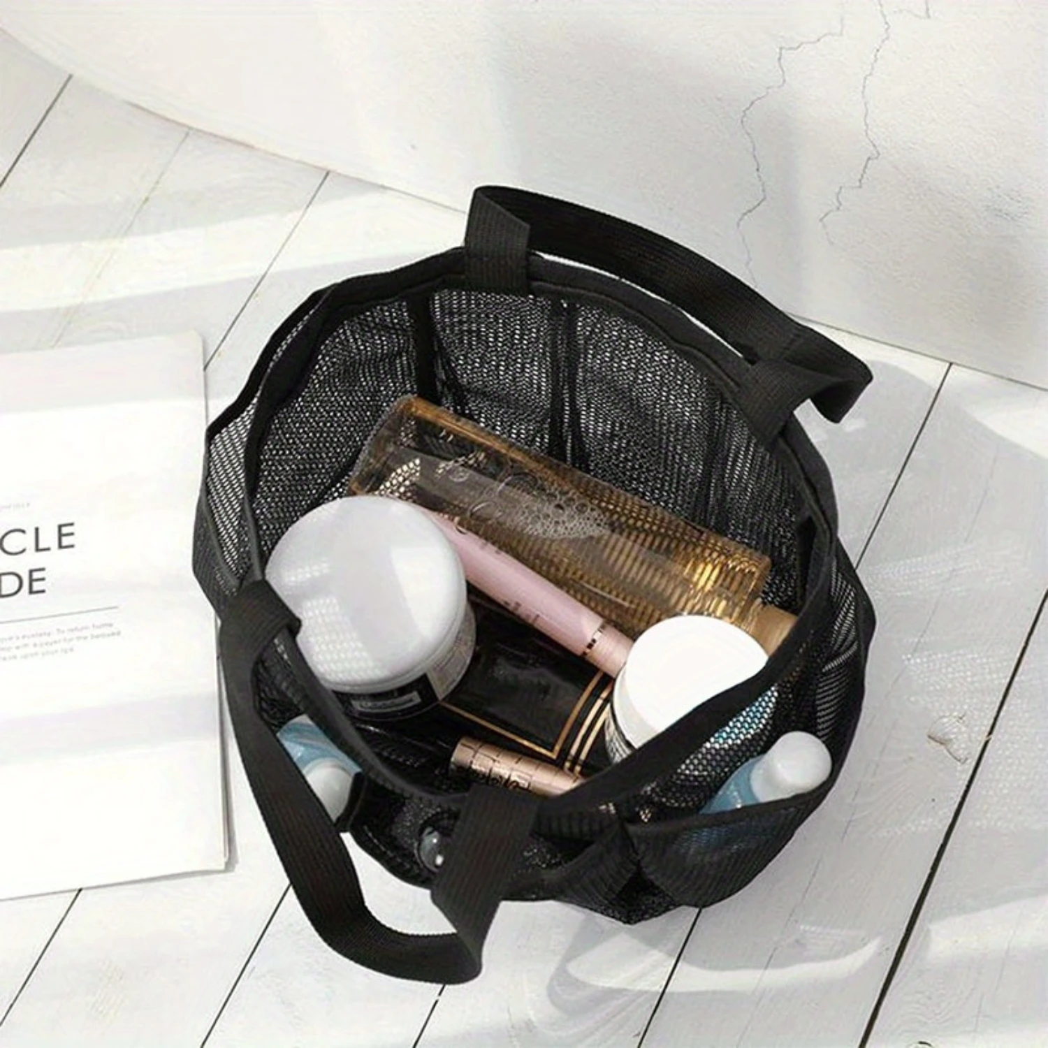 Quick Dry Mesh Shower Caddy Organizer, Large Capacity Portable Toiletry and Makeup Bag for Women, Eco-Friendly Polyester Travel