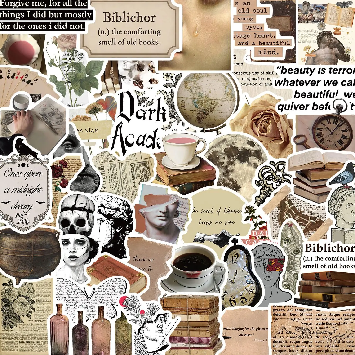 

50PCS Dark Aesthetic Graffiti Stickers Decorative Guitar Notebook Luggage DIY Waterproof Skateboard Notebook Stationery Stickers