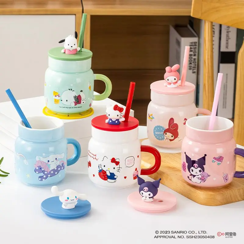 

Sweet Hello Kitty Cinnamoroll Anime Kawaii Water Cup Cute Kuromi My Melody Straw Milk Mug Ins Birthday Gifts for Girls