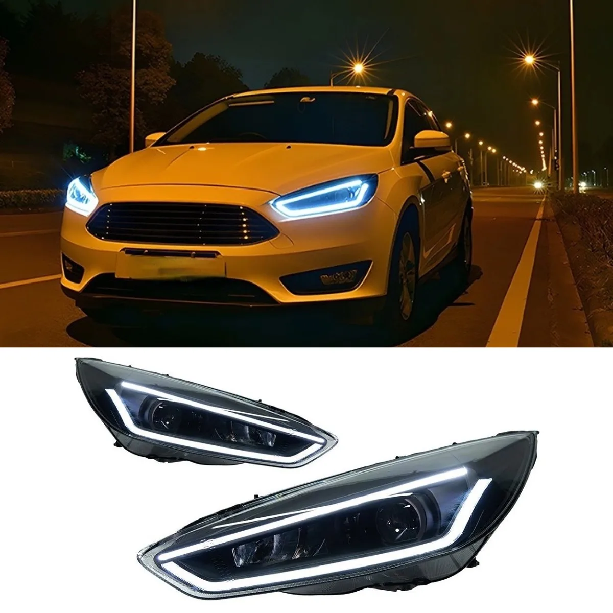 Left Right Lamp LED Daytime Light Front LED Headlamp Assembly Wide Light Corner Lamp For Ford Focus 2015-2018
