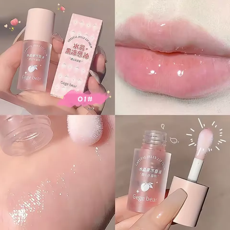 Gege Bear Crystal Jelly Lip Oil, Hydrating Moisturizing Lip Gloss, Transparent Lip Primer Long Lasting Lip Care