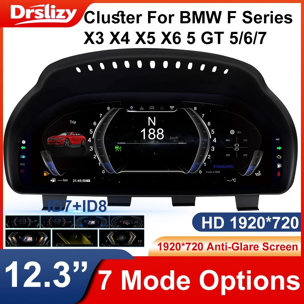

Цифровой дисплей приборной панели для BMW X3 X4 X5 X6 (GT, F07, F10, F11, F06, F16, F15, F01, F02, F03) Обновление спидометра, 12,3 дюйма HD