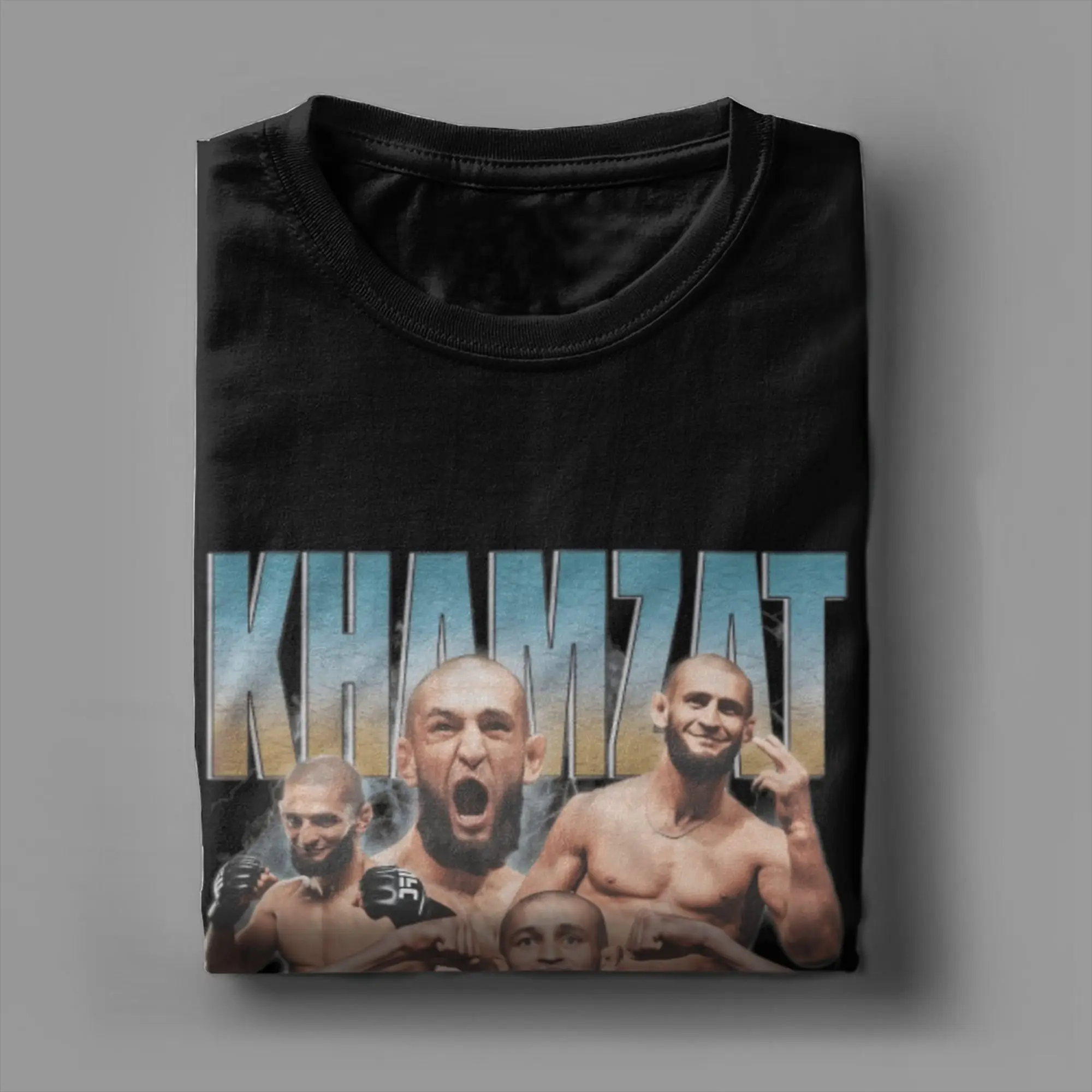 الرجال Khamzat Chimaev Borz الشيشان الذئب تي شيرت الملاكم ملابس قطنية مضحك قصيرة الأكمام الياقة المستديرة تيز الكلاسيكية تي شيرت