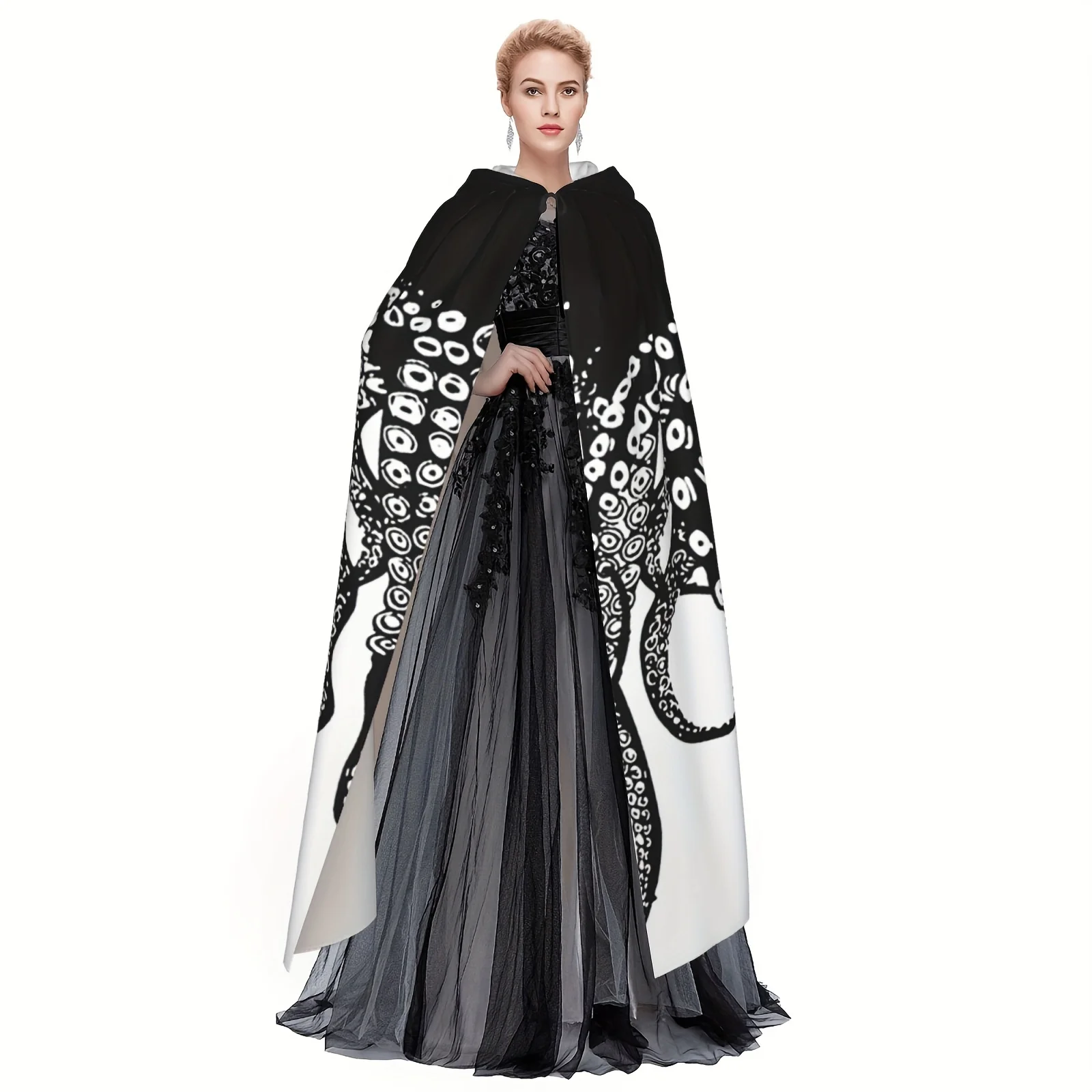 Customization Halloween Party Supplies Decorations, With Hooded Cloaks And Wizard Robes, Designed With Vintage Octopus Tentacles view 2
