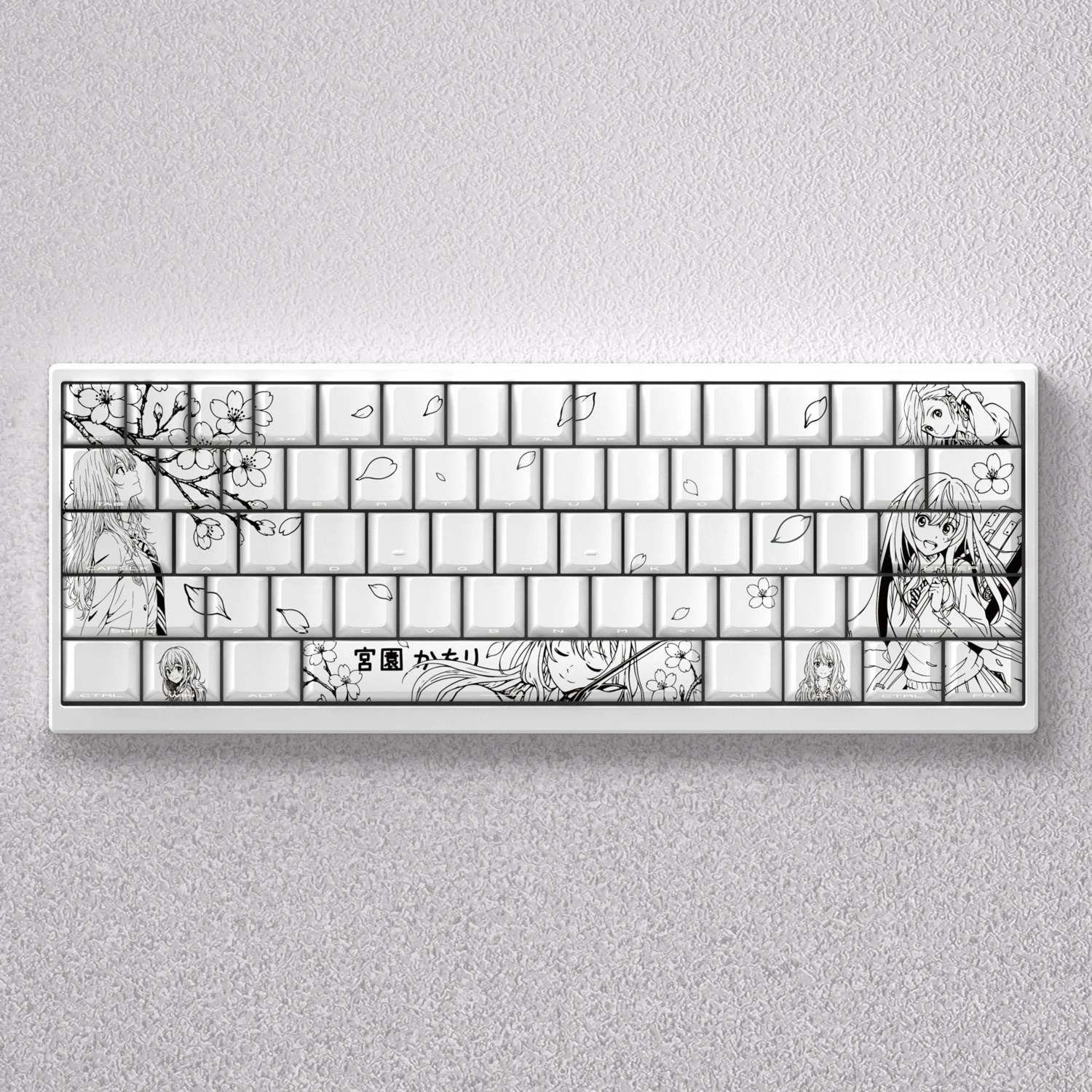 73/98 Keys Miyazono Kaori Keycaps Anime for Mechanical Keyboard PBT Dye Sublimation Cherry White Ribbon Mad 60he 68he Game PC
