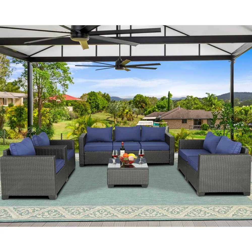 Outdoor Terrace Furniture Set, Segmented Outdoor Courtyard Furniture, Outdoor Sofa with Table