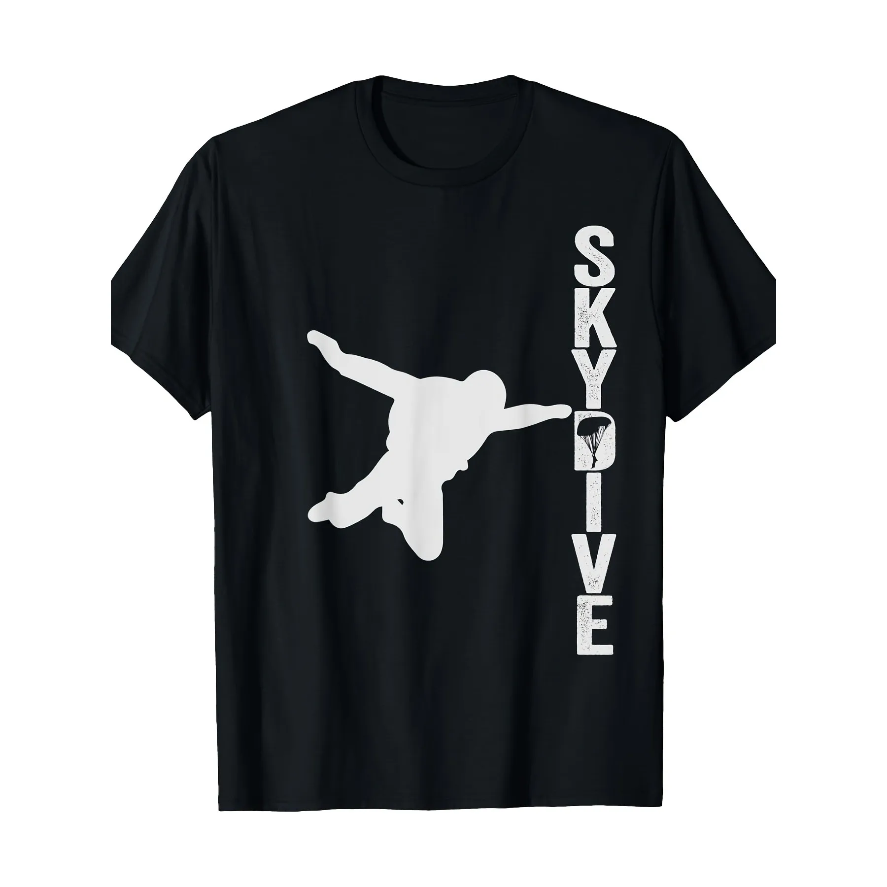 

Skydive Silhouette Graphic Tee Breathable Cotton Casual Short Sleeve T-Shirt for Daily Wear