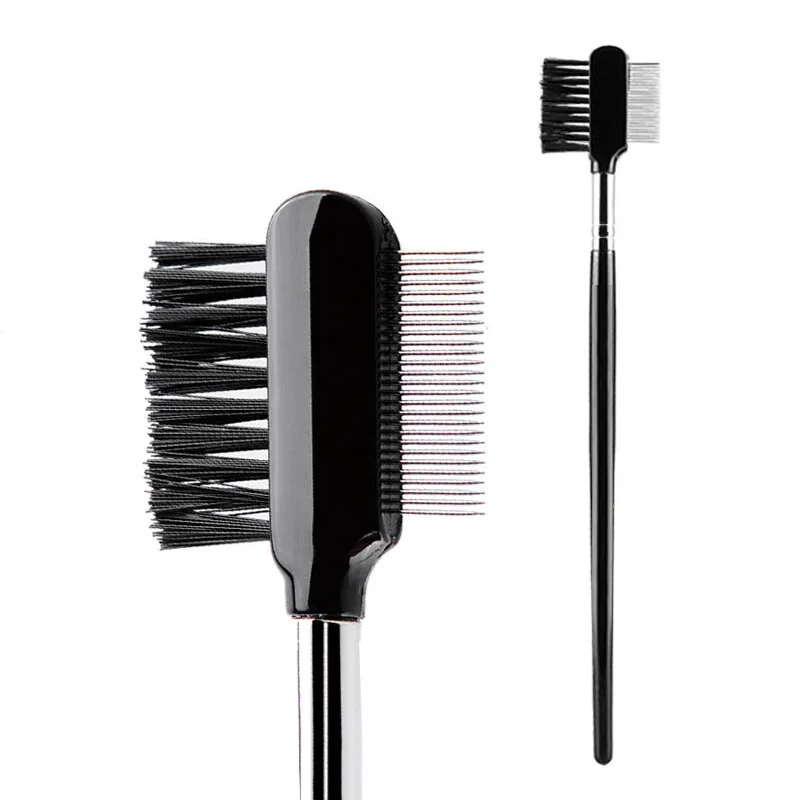 60Pcs/Lot Black Double-Headed Eyelash Brush Dual-Use Steel Tooth Eyebrow Comb Makeup Appliances Tools HA1918