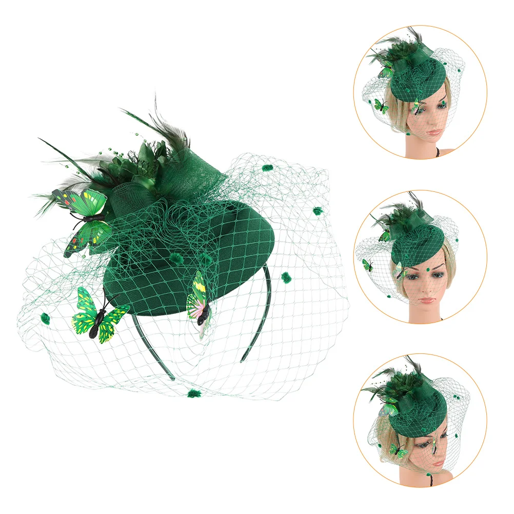 

Butterfly Hat Headband Hats Mini Hair Hand Accessories for Women Hoop Mesh Yarn Headdress Miss Stylish Decoration