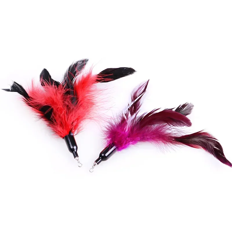 New Cute Funny Cat Stick Replacement Head Cat Toy Fishing Rod Flying Fish Feather Mouse Cat Stick Pet Supplies