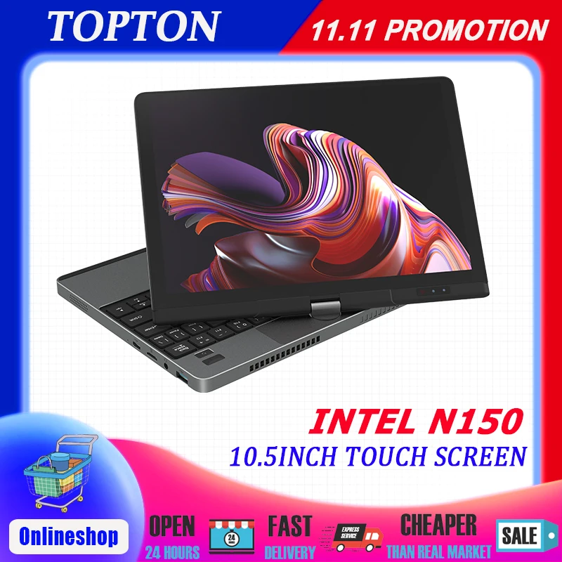 Educación en la oficina en casa para estudiantes 360 °   YOGA Mini computadora portátil Intel N150 Tableta portátil con pantalla táctil de 10,5 pulgadas 2 en 1 Windows 11 WiFi