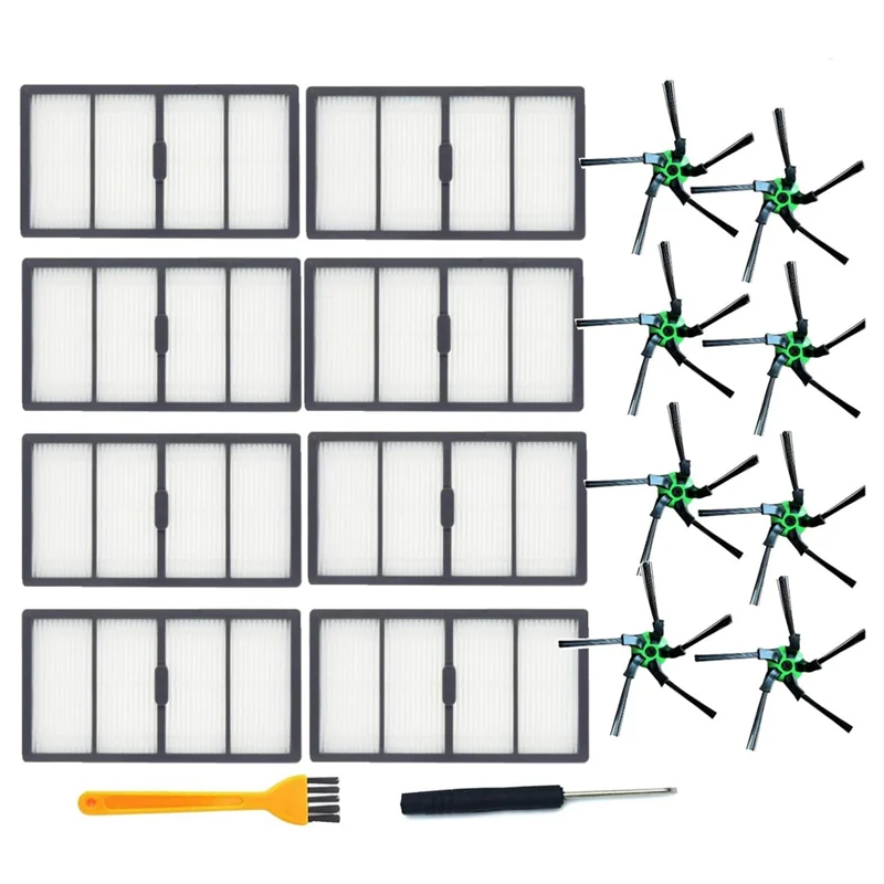 

Replacement Hepa Filter And Side Brush Compatible For Irobot Roomba S9 S9+, 8 Filter, 8 Side Brush Spare Parts Accessories Parts