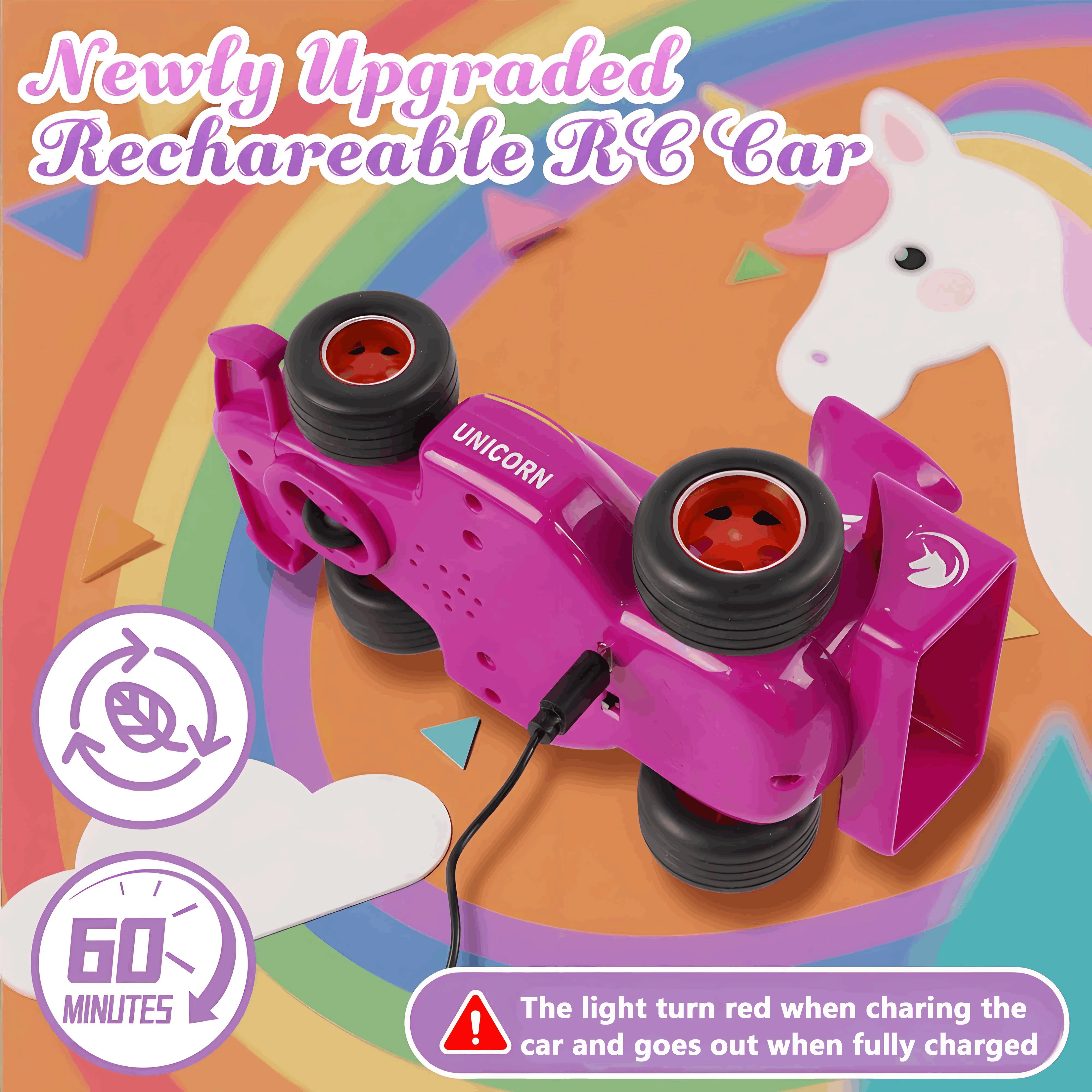 2.4GHz 유니콘 RC 레이싱카, 핑크/퍼플, 조작이 간편함, 크리스마스 선물