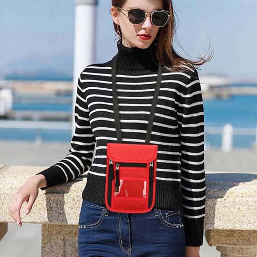 

Большая вместительная сумка для паспорта RFID, кошелек для монет, сумка для хранения учетных данных с защитой от потерь, водонепроницаемый держатель для нескольких карт