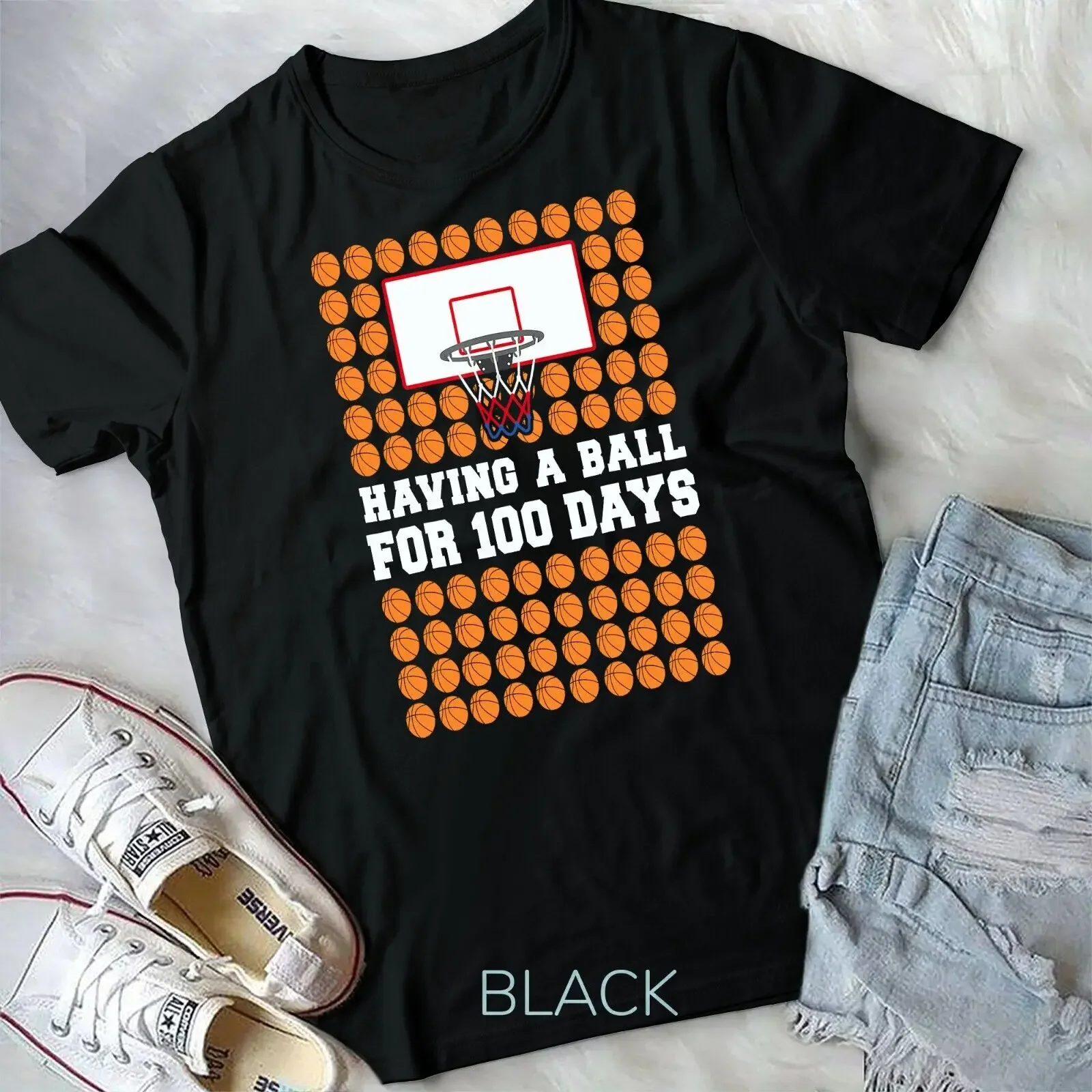 100 Days Of School Basketball 100th Day Balls Gift For Boys Unisex T-shirt