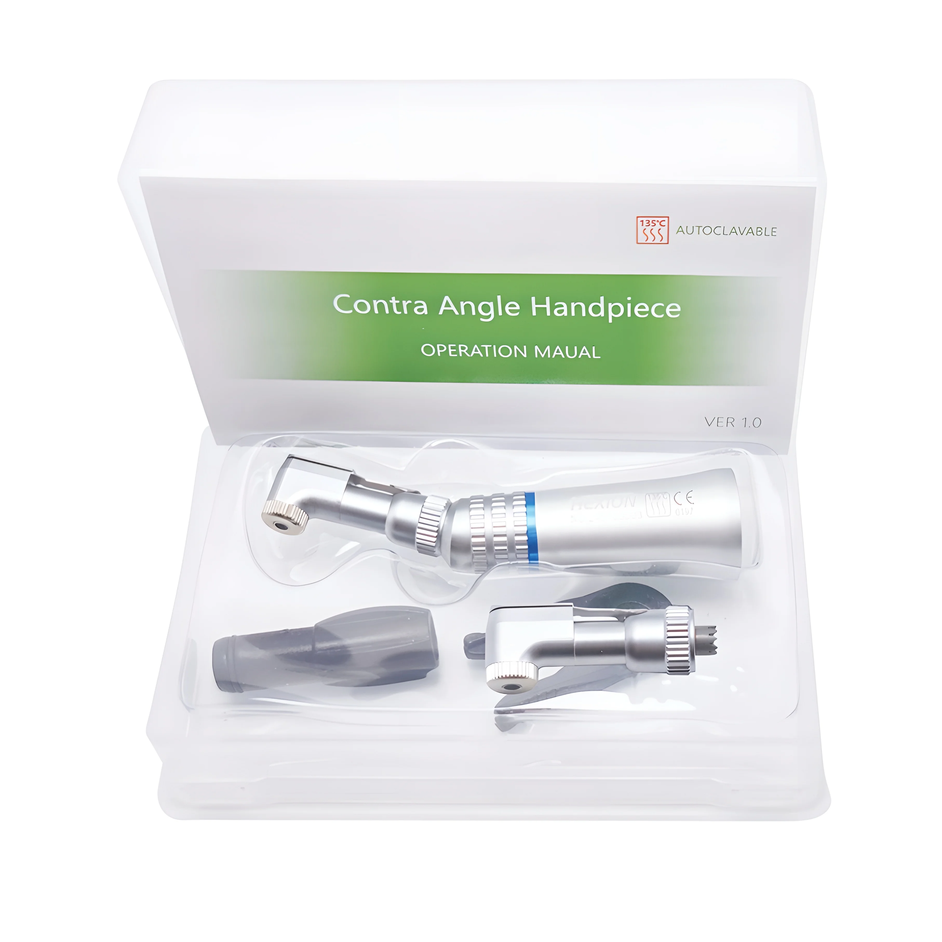 HEXION Dental Low Speed Handpiece Kits + Head Cartridge Bearings Dental Against Contra Angle Dentisty Latch Chuck /Push Button