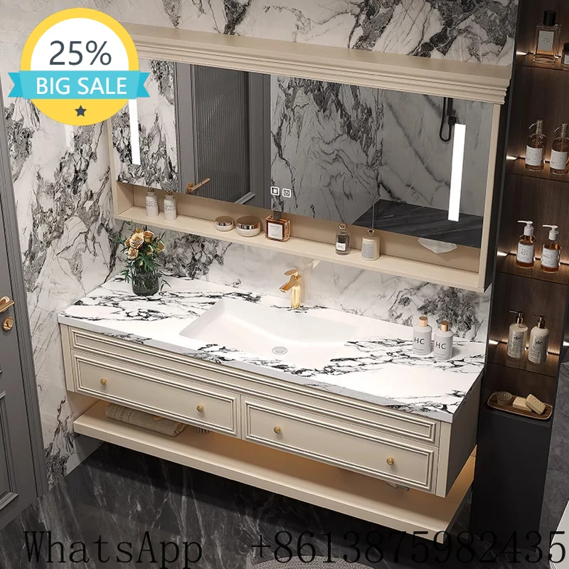 

LH bathroom cabinet combination rock slab hot bending ceramic integrated basin toilet washstand cabinet