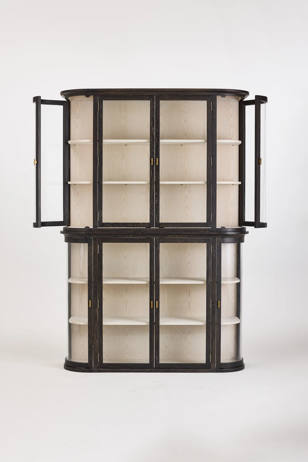 Nordic Modern Minimalist Glass Display Cabinet, Black Oak Display Cabinet, Suitable for Use in the Living Room