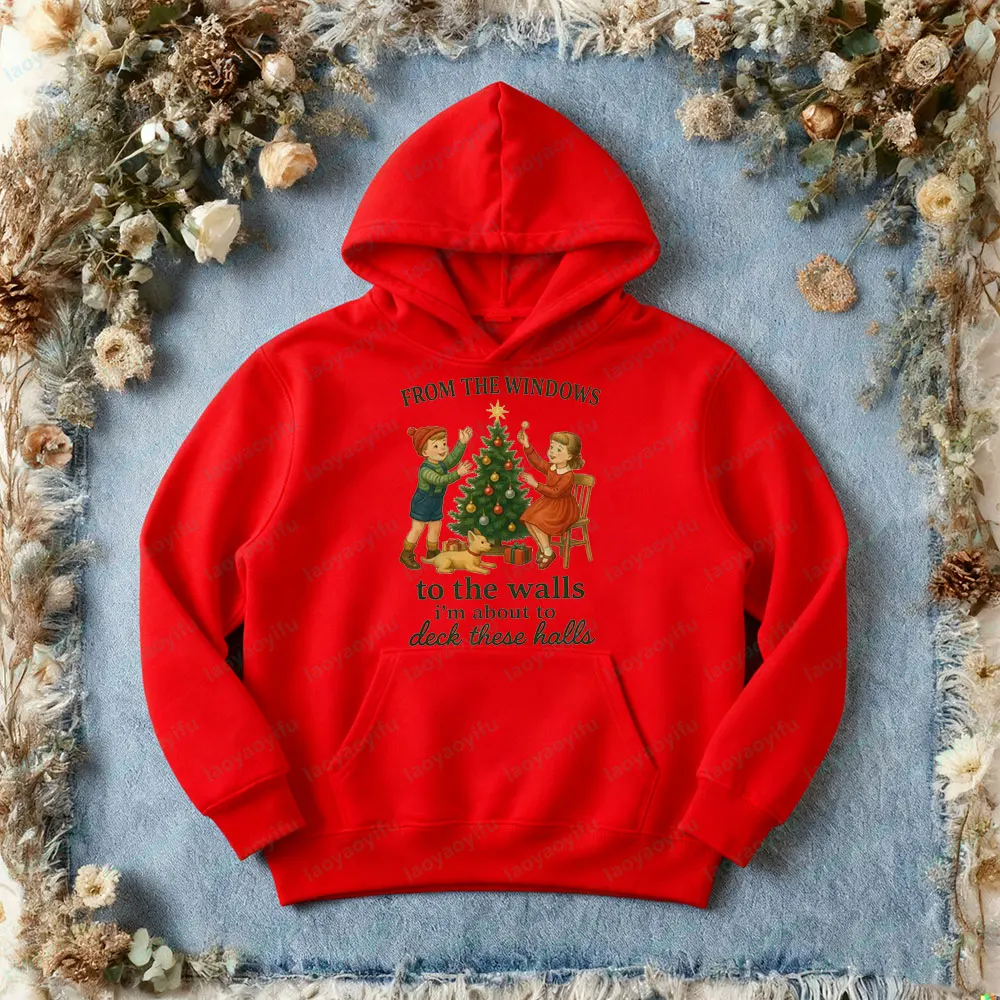 من النوافذ إلى الجدران سطح السفينة هذه القاعات الملابس الرائجة نمط عتيق للجنسين مضحك عيد الميلاد البلوز عطلة هوديي